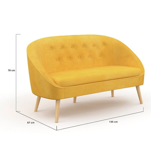 ID MARKET - Canapé banquette SONIA en velours jaune - large