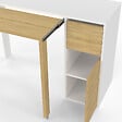 ID MARKET - Bureau extensible RON avec colonne de rangement tiroir et placard blanc et bois - vignette