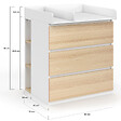 ID MARKET - Commode à langer évolutive AMBRE façon hêtre et blanc 3 tiroirs table à langer et 2 étagères amovibles - vignette