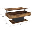 ID MARKET - Table basse plateau relevable rectangulaire EDEN bois foncé effet vieilli et noir - vignette