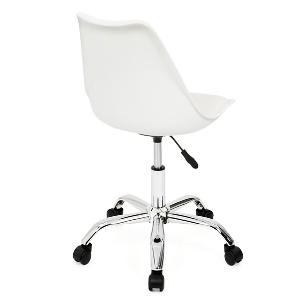 ID MARKET - Chaise de bureau scandinave SARA blanche à roulettes - large