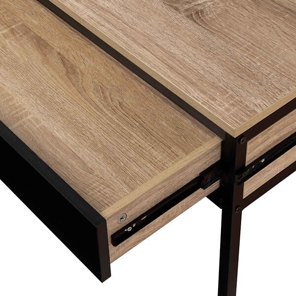 ID MARKET - Bureau extensible 1 tiroir noir BOSTON design industriel - large