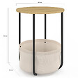 ID MARKET - Lot de 2 tables de chevet, tables d'appoint, bout de canapé DETROIT rondes avec panier en tissu design industriel - vignette
