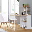 ID MARKET - Bureau bibliothèque pliable RAY plateau rabattable bois façon hêtre et blanc - vignette