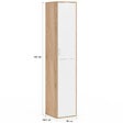 ID MARKET - Armoire de bureau 180 cm multifonction SYLVIA blanc et bois 1 porte 3 étagères - vignette