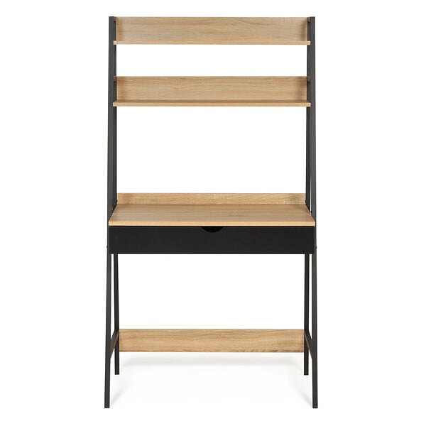ID MARKET - Bureau étagère 1 tiroir noir BOSTON design industriel - large