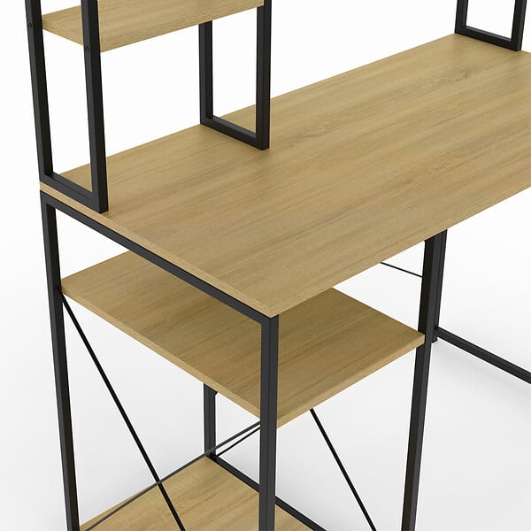 ID MARKET - Bureau avec étagères de rangement DETROIT design industriel - large