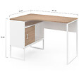 ID MARKET - Bureau d'angle ROB blanc et façon hêtre niche de rangement et porte design industriel - vignette
