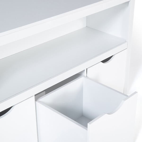 ID MARKET - Meuble de rangement enfant MANA en bois blanc 3 tiroirs cubes sur roulettes - large