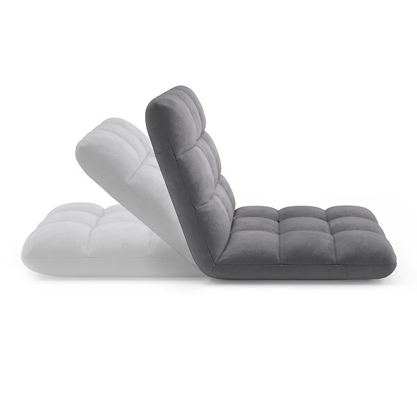 ID MARKET - Chaise de sol pliante GARANCE 5 positions en velours gris anthracite - large