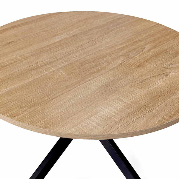 ID MARKET - Table basse ronde ALIX pied araignée 70 cm bois et noir - large