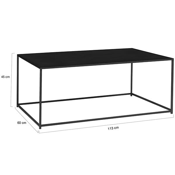 ID MARKET - Table basse rectangulaire DAVIS 113 cm en métal noir mat design industriel - large