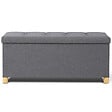ID MARKET - Banc coffre rangement sur pied 100 cm tissu gris anthracite - vignette