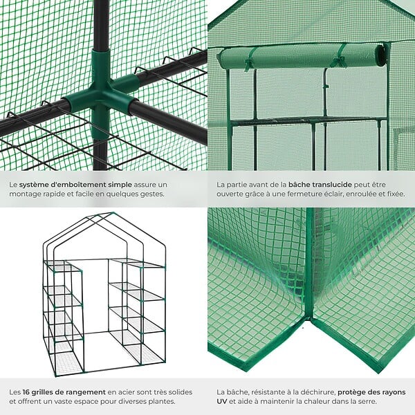 TECTAKE - Serre de jardin souple 2,04 m² 143x143x195cm vert - large