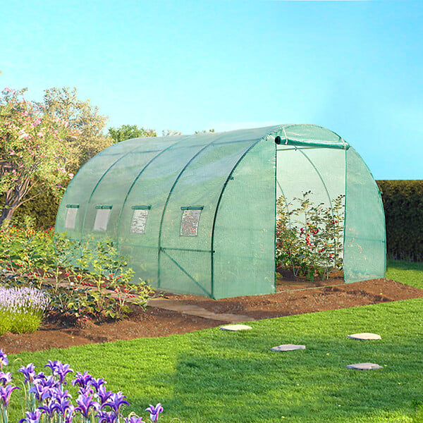 ID MARKET - Serre tunnel de jardin 4 saisons 12M² verte gamme maraîchère ZEBRA 4x3M - large