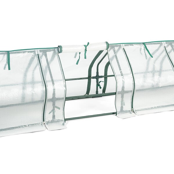 ID MARKET - Mini serre de jardin tunnel 300 x 50 x 50 cm avec bâche anti-UV et 10 fenêtres enroulables blanche - large