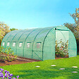ID MARKET - Serre de jardin tunnel 18m² 6 x 3 x 2 m acier galvanisé + bâche anti-UV avec porte et fenêtres CRIMÉE verte toutes saisons - vignette