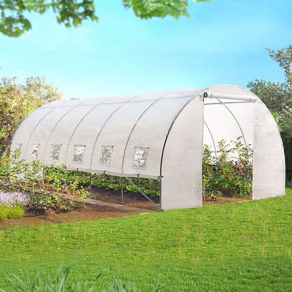 ID MARKET - Serre tunnel de jardin 4 saisons 18M² blanche gamme maraîchère CRIMÉE 6x3M - large