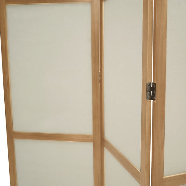 ID MARKET - Paravent intérieur bois et tissu beige - large