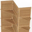 ID MARKET - Paravent intérieur 3 panneaux lattes persiennes avec 3 étagères bois - vignette