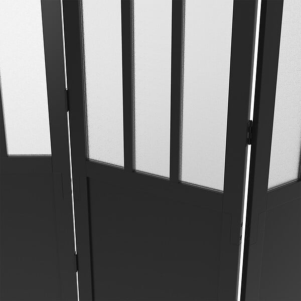 ID MARKET - Paravent intérieur verrière atelier noir et vitres opaques - large