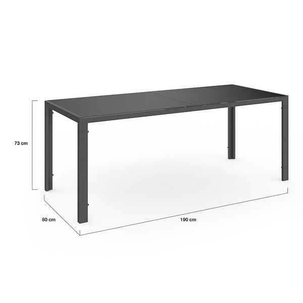 ID MARKET - Salon de jardin MADRID table 190 CM et 8 chaises empilables gris anthracite - large