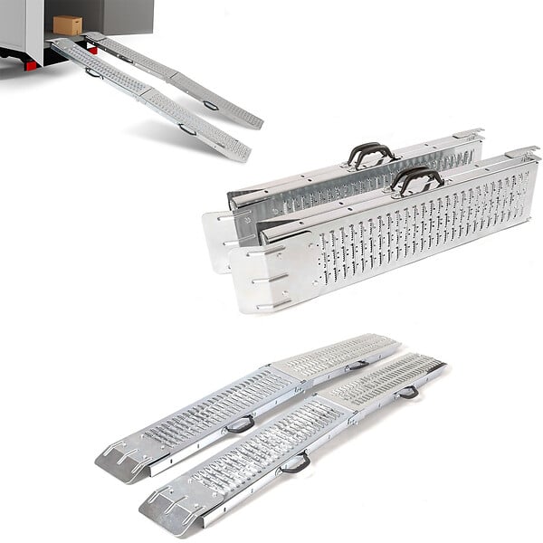 ID MARKET - Set de 2 rampes pliables galvanisées spécial chargement - large