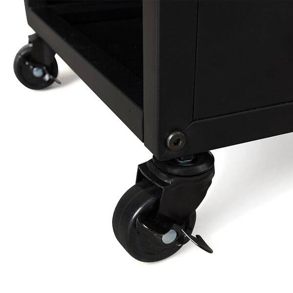 ID MARKET - Range bûches vertical plein acier noir H. 119 CM pour cheminée avec roulettes - large