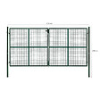 ID MARKET - Portillon de jardin double porte 315 x 150 cm en acier vert avec serrure et poignée - vignette