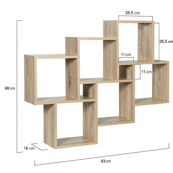 ID MARKET - Etagère murale double position LUCAS bois façon hêtre - large