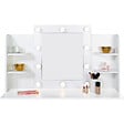 ID MARKET - Coiffeuse ZELIA blanche table de maquillage 4 étagères, miroir LED et tabouret - vignette