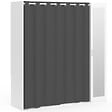 ID MARKET - Dressing extensible MERYL 145/170 x 50 x 180 cm blanc avec étagères + double penderie + miroir + rideau gris - vignette