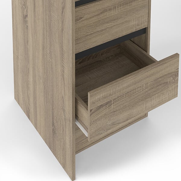 ID MARKET - Dressing extensible double MERYL 120/180 cm hêtre avec 6 tiroirs + étagères + double penderie + rideau noir - large