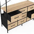 ID MARKET - Dressing penderie L. 113 cm UTAH avec 9 bacs en tissu bois et noir - vignette