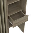 ID MARKET - Dressing extensible double MERYL 120/180 x 50 x 180 cm hêtre avec étagères + double penderie + rideau taupe - vignette