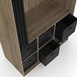 ID MARKET - Dressing penderie DIANE 104 x 50 x 172 cm hêtre avec 6 boites de rangement + rideau noir - vignette