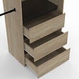 ID MARKET - Dressing extensible MARTY 120/170 x 50 x 180 cm hêtre avec 3 tiroirs + étagères + double penderie + rideau noir - vignette