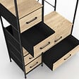 ID MARKET - Dressing penderie + colonne L. 90 cm UTAH avec 1 étagère et 7 bacs en tissu bois et noir - vignette