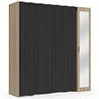 ID MARKET - Dressing extensible MERYL 145/170 x 50 x 180 cm hêtre avec étagères + double penderie + miroir + rideau noir - vignette