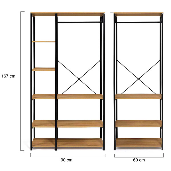 ID MARKET - Dressing modulable XXL L. 150 cm DETROIT design industriel - large