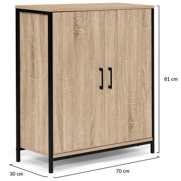 ID MARKET - Armoire basse DETROIT 2 portes design industriel - large