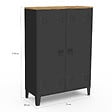 ID MARKET - Armoire basse ESTER 2 portes métal noir et plateau bois design industriel - vignette