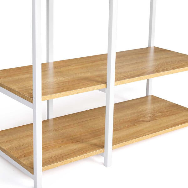 ID MARKET - Dressing penderie étagères L. 90 cm DETROIT design industriel bois et métal blanc - large