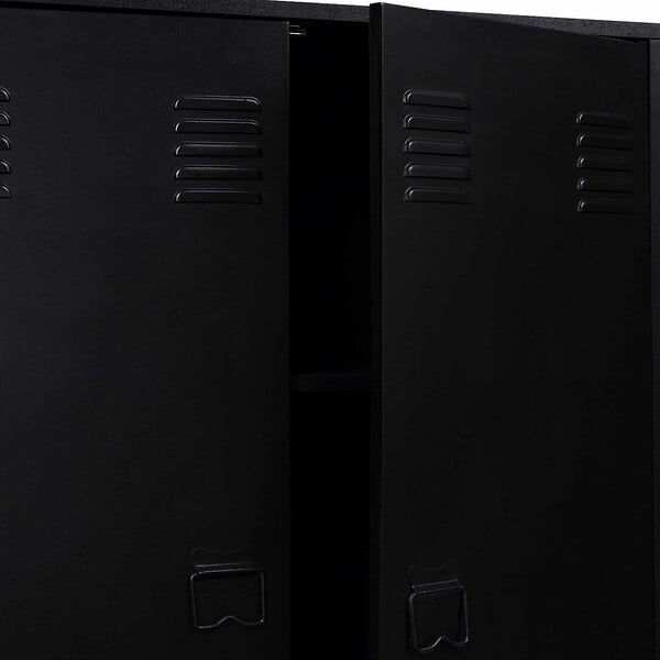 ID MARKET - Armoire basse ESTER 2 portes métal noir design industriel - large