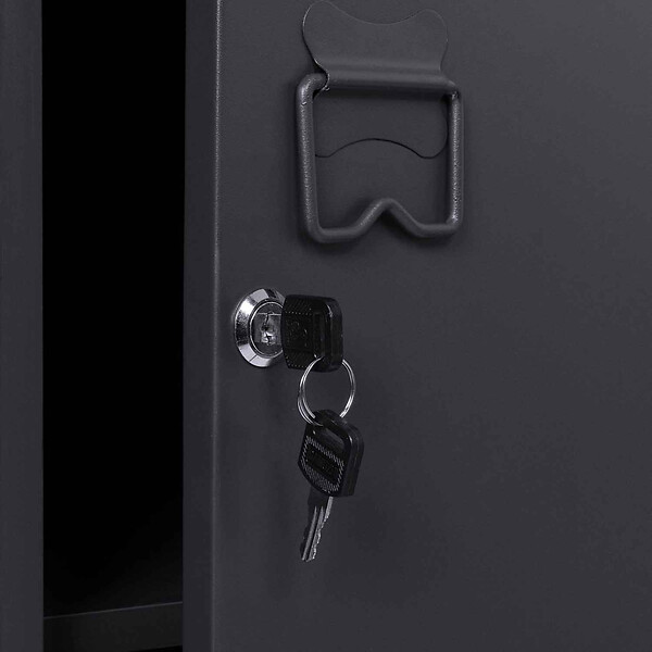 ID MARKET - Armoire vestiaire ESTER 1 porte métal gris foncé design industriel - large