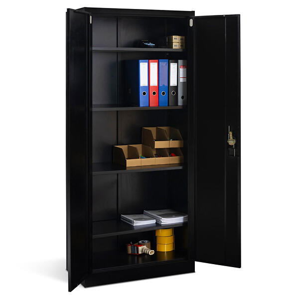 ID MARKET - Armoire métallique 80 cm 5 niveaux noire - large