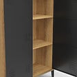 ID MARKET - Armoire basse ESTER 2 portes métal noir et contour bois design industriel - vignette