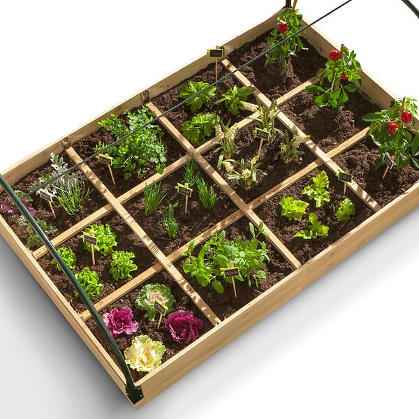 ID MARKET - Carré potager 12 compartiments + housse serre châssis - large