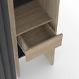 ID MARKET - Dressing extensible double MERYL 120/180 x 50 x 180 cm hêtre avec étagères hêtre + double penderie + rideau noir - vignette