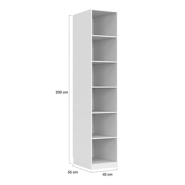 ID MARKET - Dressing modulable TAYLOR 200 x 55 x 200 cm 3 modules avec penderies + étagères + tiroirs blanc - large